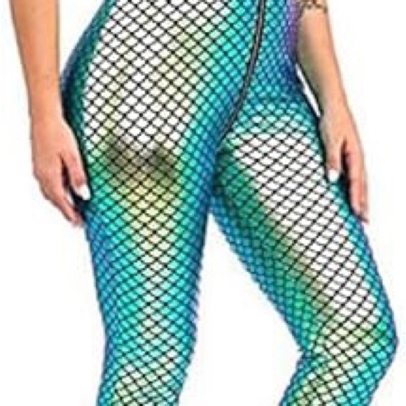 Mermaid Cosplay Costume Colorful Sleeveless Jumpsuit Fish Scale Print Nightclub - Picture 14 of 14
